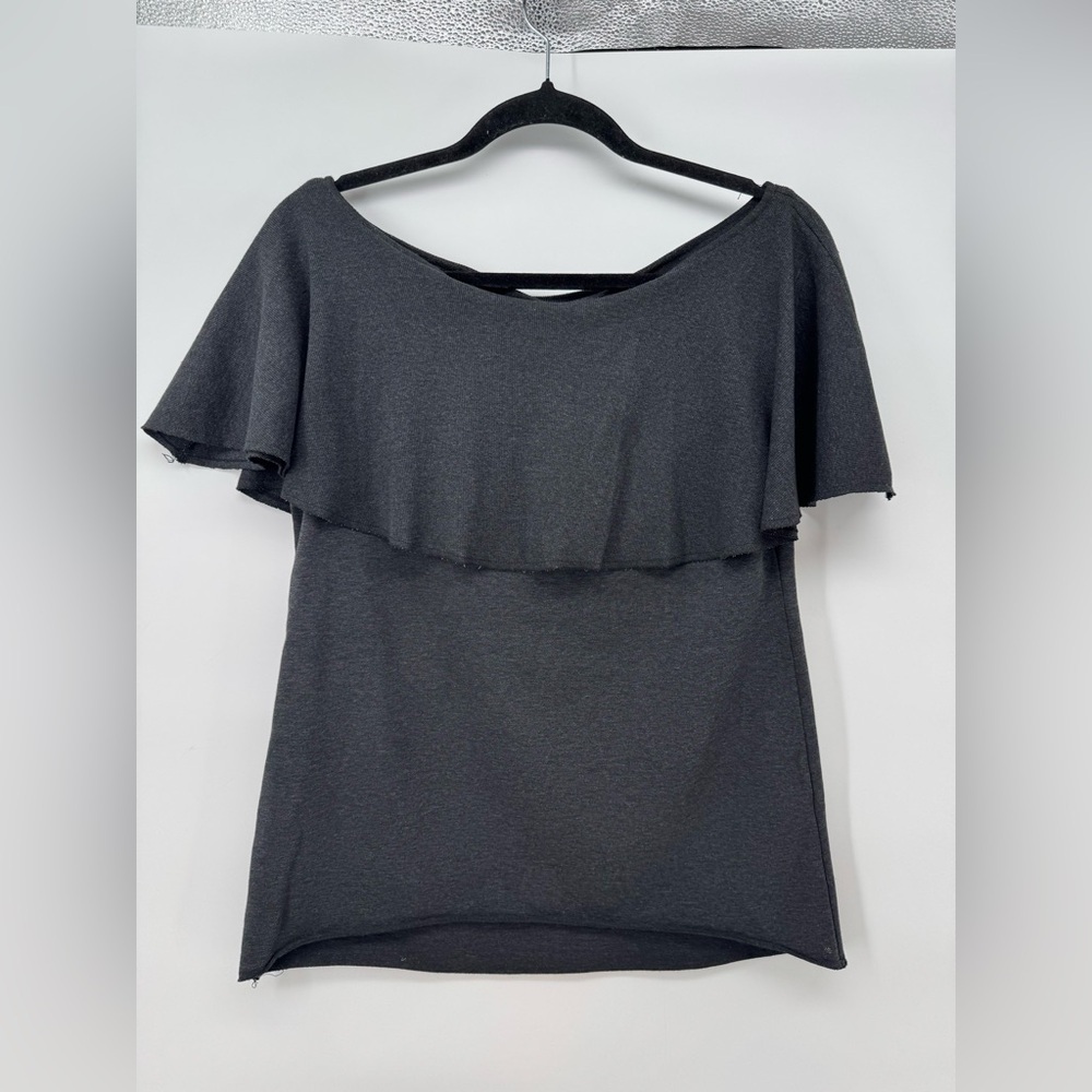 Sundays One Dark Gray On/Off Shoulder Blouse Large